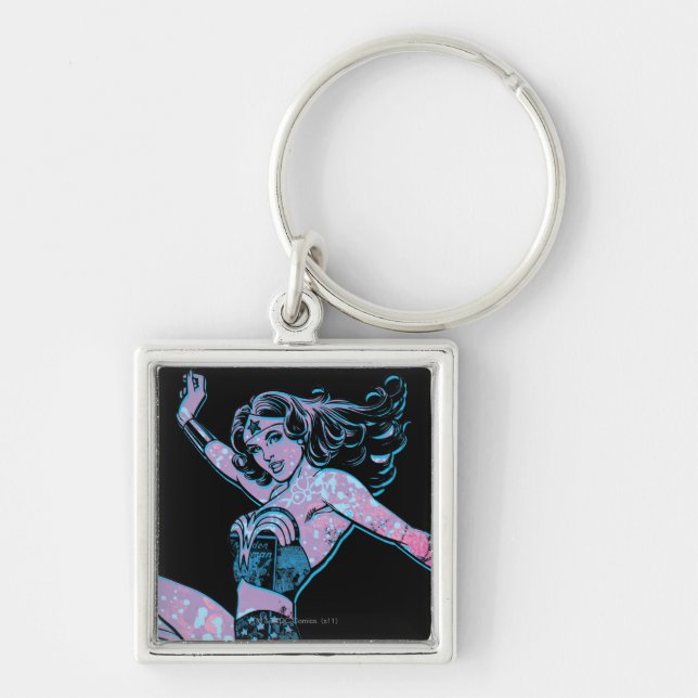 Wonder Woman farbenfrohe Pose Schlüsselanhänger (Vorne)