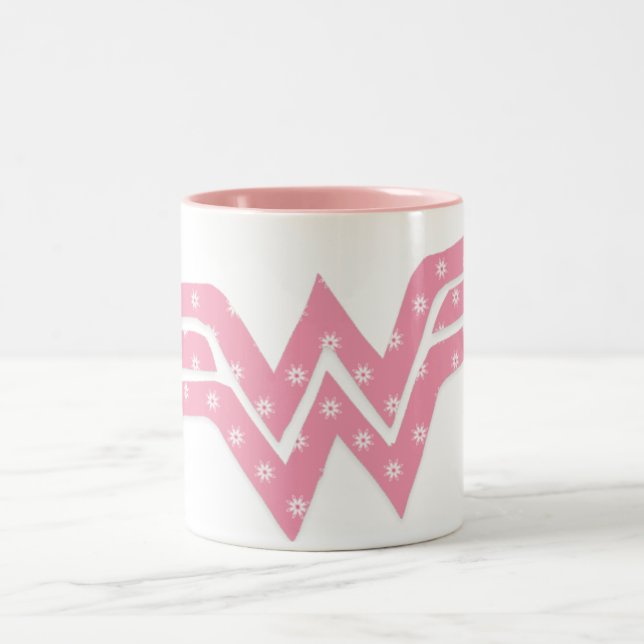 Wonder Woman farbenfrohe Rosa Floral Logo Zweifarbige Tasse (Mittel)