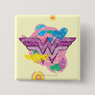 Wonder Woman farbenfrohe Schriften Button