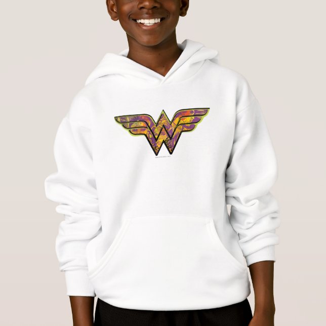 Wonder Woman farbiges Logo Hoodie (Vorderseite)