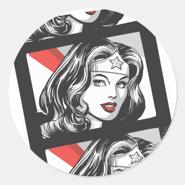 Wonder Woman Film Strip Runder Aufkleber (Vorderseite)