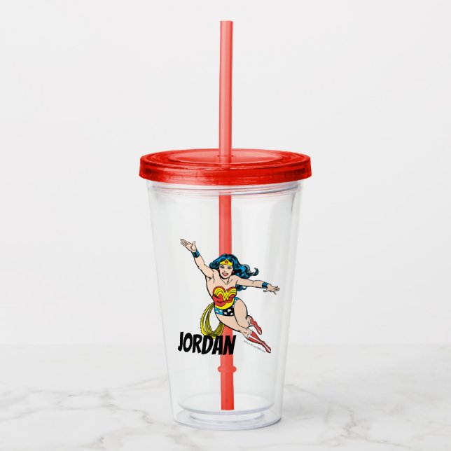 Wonder Woman fliegt vorwärts Acryltrinkbecher (Vorderseite)