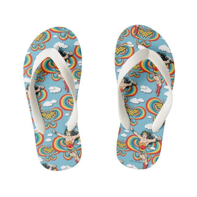 Wonder Woman Flying High Pattern Kinderbadesandalen (Fußbett)