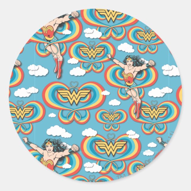 Wonder Woman Flying High Pattern Runder Aufkleber (Vorderseite)