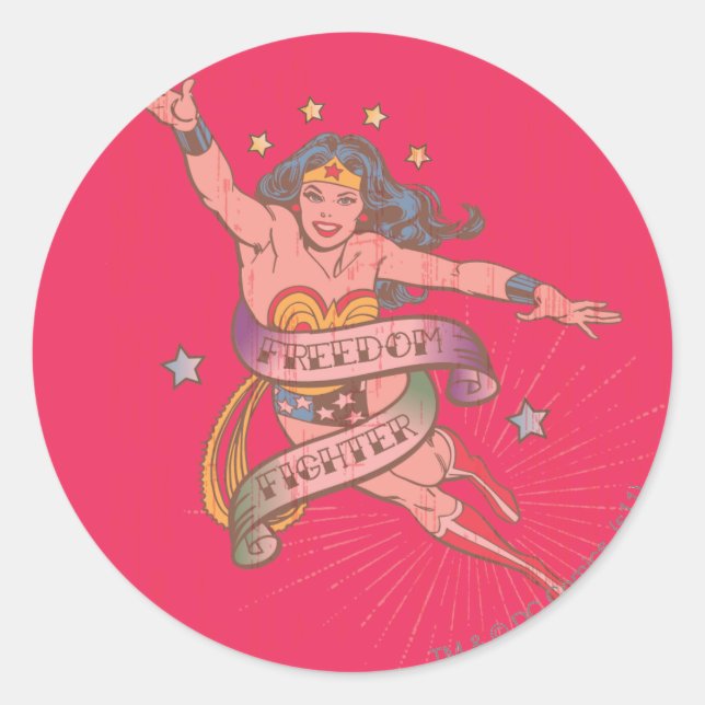 Wonder Woman Freedom Fighter Runder Aufkleber (Vorderseite)