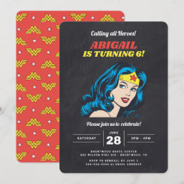 Wonder Woman Girls Chalkboard Geburtstag Einladung