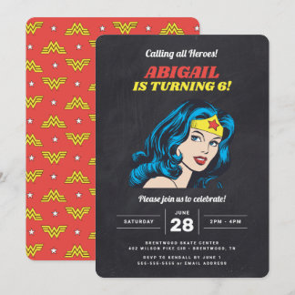 Wonder Woman Girls Chalkboard Geburtstag Einladung