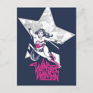 Wonder Woman Glam Rock Fliegender Charakter Grafik Postkarte