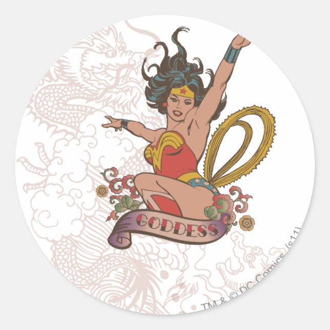 Wonder Woman Goddess Runder Aufkleber (Vorderseite)