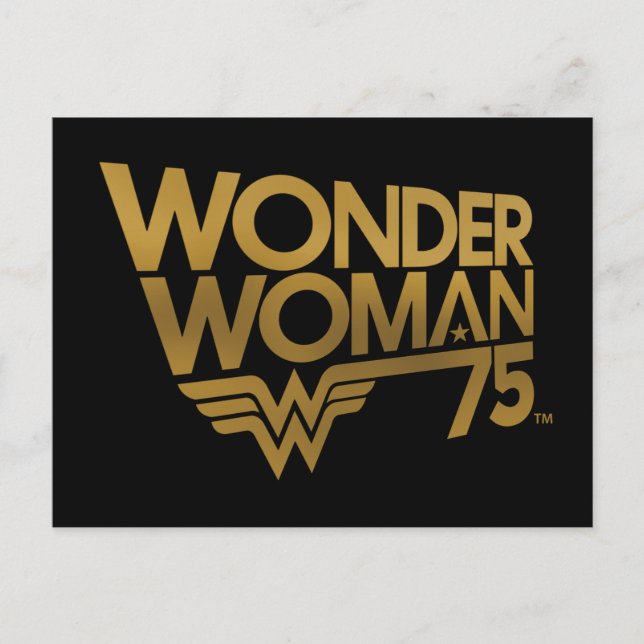 Wonder Woman Gold-Logo zum 75-jährigen Jubiläum Postkarte (Vorderseite)