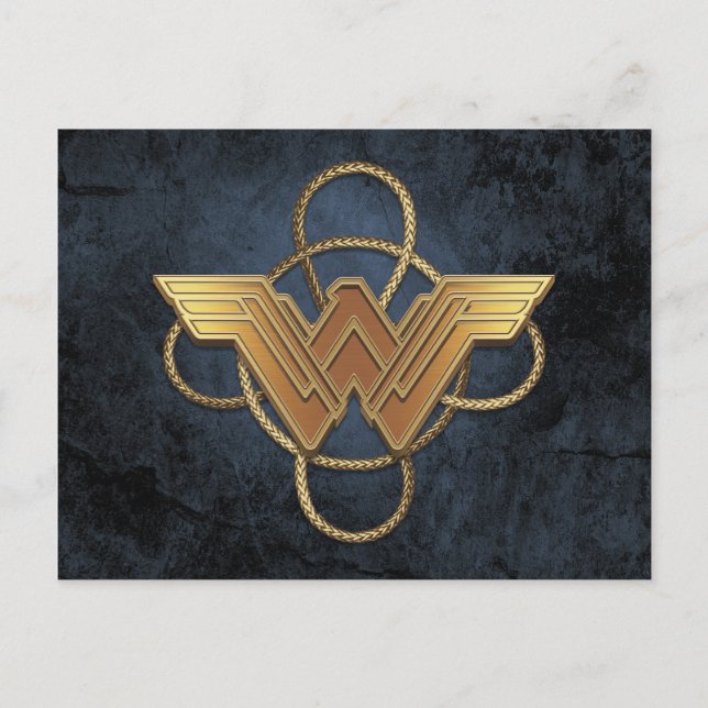 Wonder Woman Gold Symbol über Lasso Postkarte (Vorderseite)
