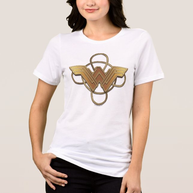 Wonder Woman Gold Symbol über Lasso Tri-Blend Shirt (Vorderseite)