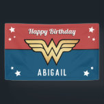 Wonder Woman Golden Logo | Happy Birthday Banner<br><div class="desc">Celebrate your child's Birthday with this awesome Birthday banner featuring Wonder Woman's Golden logo. Personalize by adding your child's name!</div>