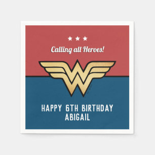 Wonder Woman Golden Logo   Happy Birthday Serviette