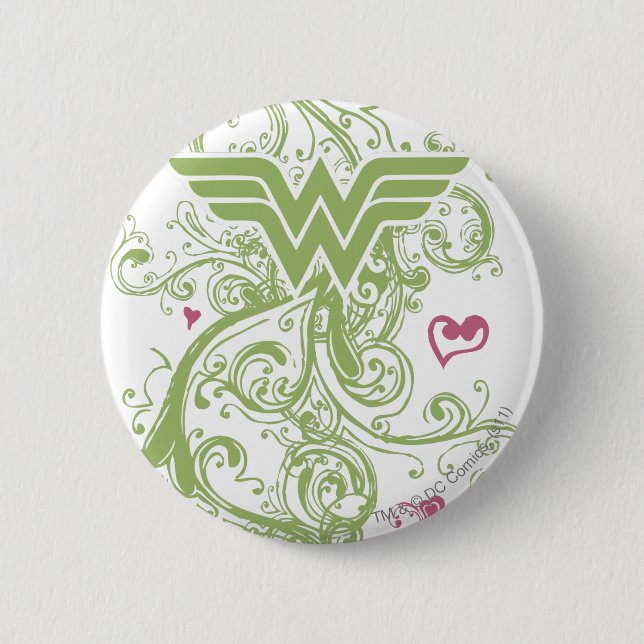 Wonder Woman Green Wirbel Logo Button (Vorderseite)