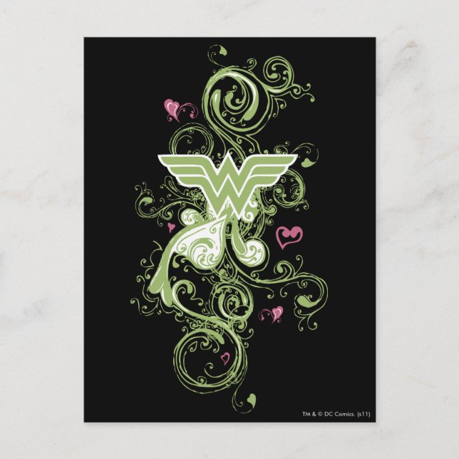 Wonder Woman Green Wirbel Logo Postkarte (Vorderseite)