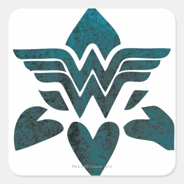 Wonder Woman Grunge Logo Quadratischer Aufkleber (Vorderseite)