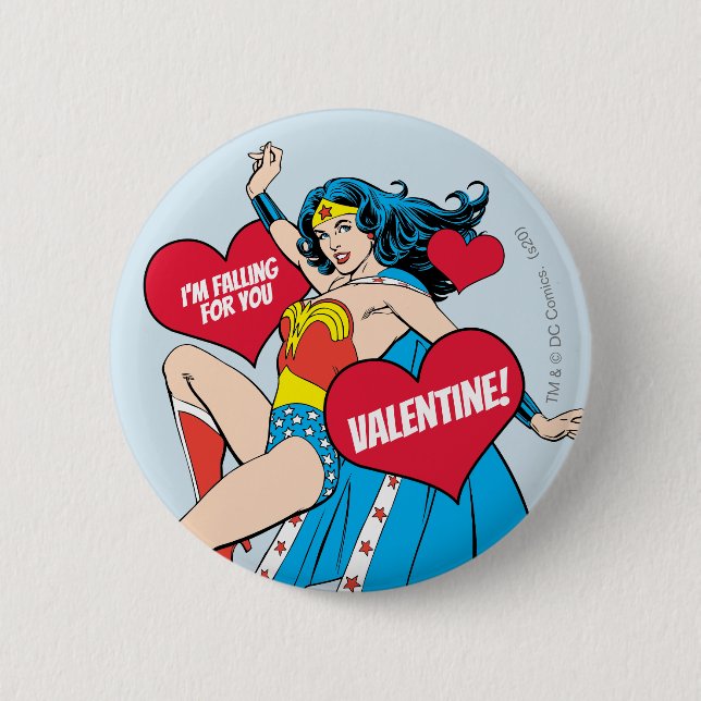 Wonder Woman | Ich fliege für Sie Valentine Button (Vorderseite)
