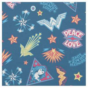 Wonder Woman Icons & Phrases Muster Stoff