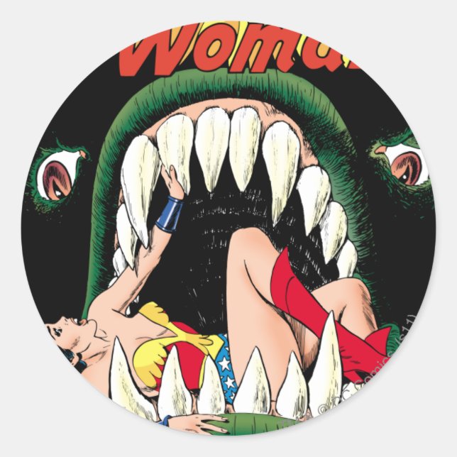 Wonder Woman Jaws Runder Aufkleber (Vorderseite)
