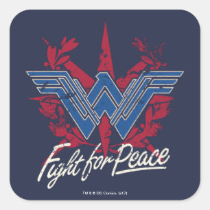 Wonder Woman-Kampf für Friedenszeichen Quadratischer Aufkleber