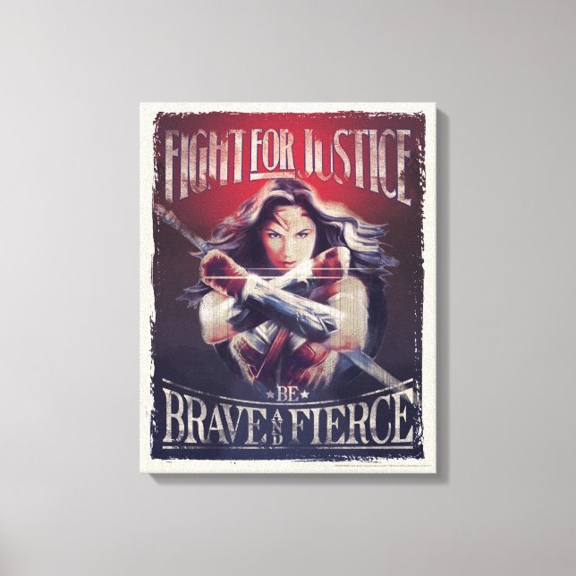 Wonder Woman kämpft für Gerechtigkeit Leinwanddruck (Vorderseite)