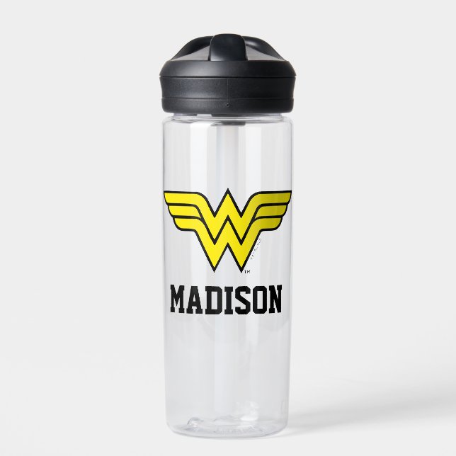 Wonder Woman | Klassisches Logo | Name hinzufügen Trinkflasche (Vorderseite)