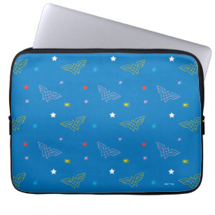 Wonder Woman-Logo und Sterne Blaues Muster Laptopschutzhülle