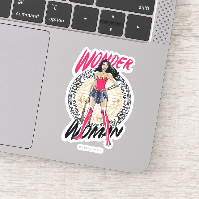 Wonder Woman mit griechischem StammesEmblem Aufkleber (Detail)