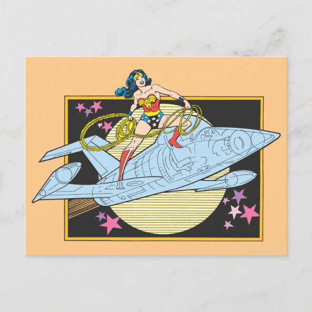 Wonder Woman mit Jet Postkarte (Vorderseite)