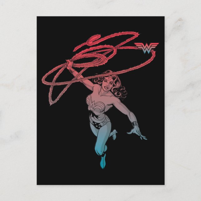 Wonder Woman mit Lasso Red Blue Kunst Postkarte (Vorderseite)
