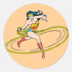 Wonder Woman mit Lasso Runder Aufkleber