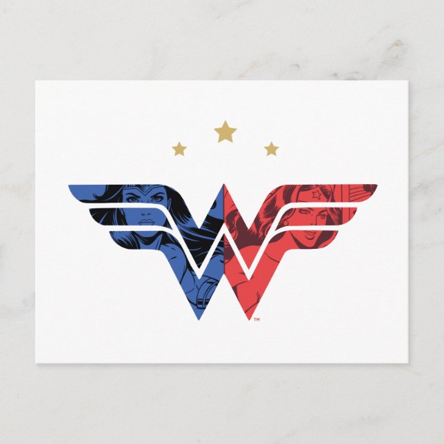 Wonder Woman Modern & Retro Comic Overlay-Logo Einladungspostkarte (Vorderseite)