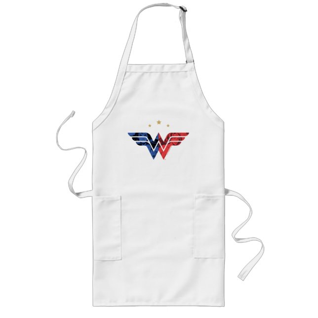 Wonder Woman Modern & Retro Comic Overlay-Logo Lange Schürze (Vorne)