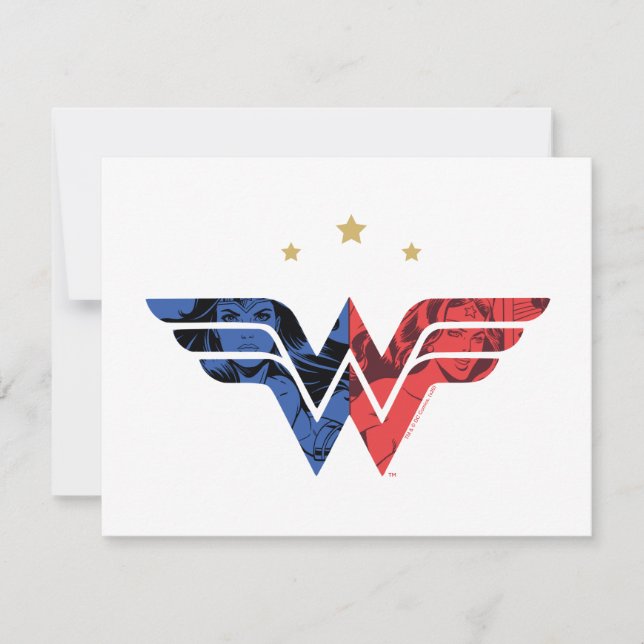 Wonder Woman Modern & Retro Comic Overlay-Logo Mitteilungskarte (Vorderseite)