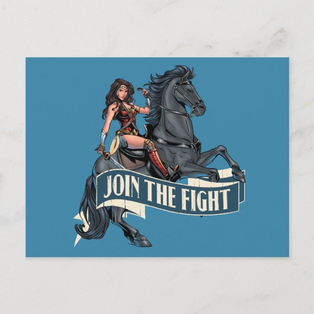 Wonder Woman on Horse Comic Kunst Postkarte (Vorderseite)