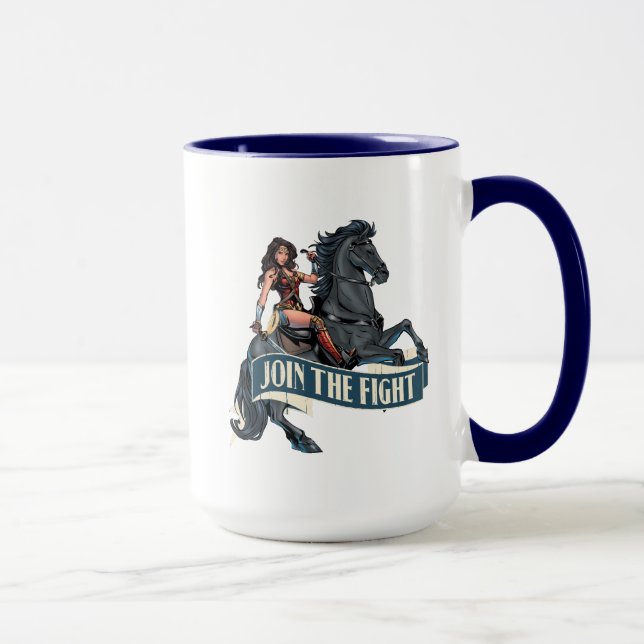 Wonder Woman on Horse Comic Kunst Tasse (Rechts)
