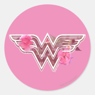 Wonder Woman Pink Camellier Blume Logo Runder Aufkleber