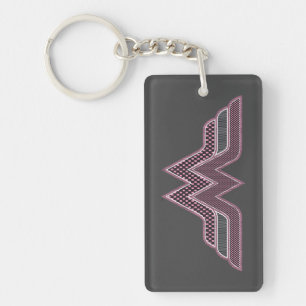 Wonder Woman Pink und Black Schachbrett Mesh Logo Schlüsselanhänger