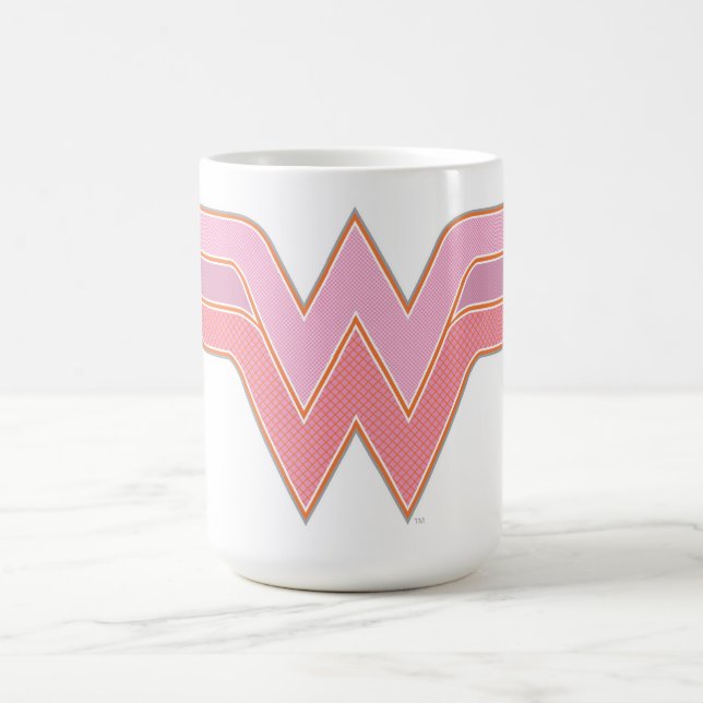 Wonder Woman Pink und Orange Mesh Logo Kaffeetasse (Mittel)