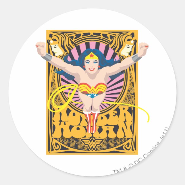 Wonder Woman Poster Runder Aufkleber (Vorderseite)