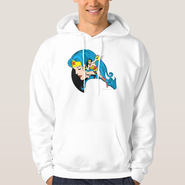 Wonder Woman Profil Hintergrund Hoodie (Vorderseite)