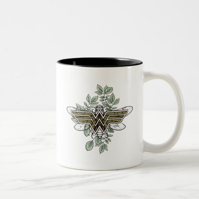 Wonder Woman Queen Bee Logo Zweifarbige Tasse (Rechts)
