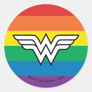 Wonder Woman Rainbow Logo Runder Aufkleber