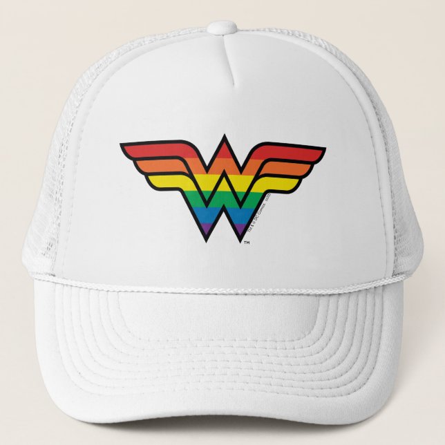 Wonder Woman Rainbow Logo Truckerkappe (Vorderseite)