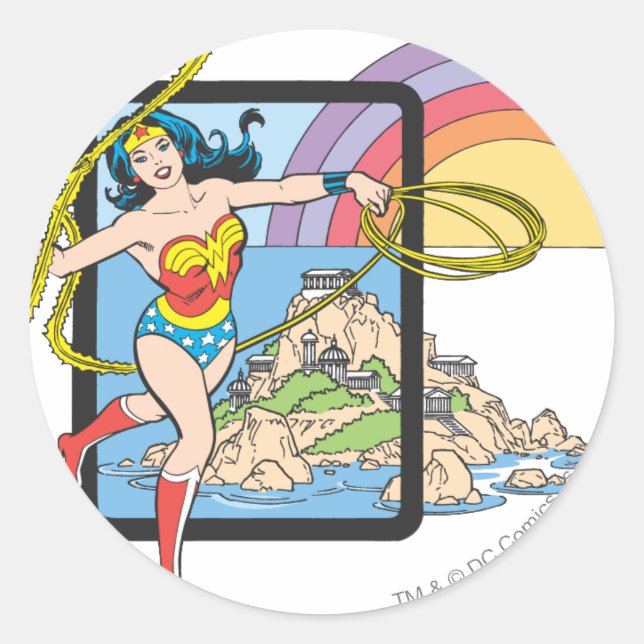 Wonder Woman Rainbow Runder Aufkleber (Vorderseite)