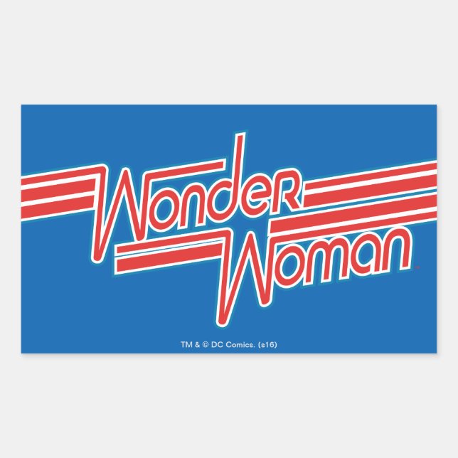 Wonder Woman Red and Blue Strip Logo Rechteckiger Aufkleber (Vorderseite)