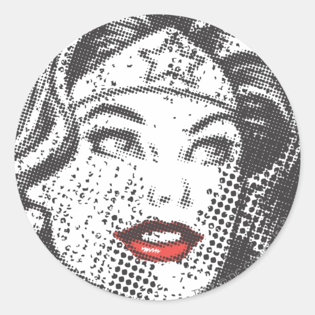 Wonder Woman Red Lips Runder Aufkleber (Vorderseite)
