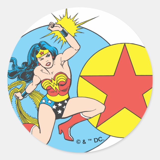 Wonder Woman Red Star Runder Aufkleber (Vorderseite)