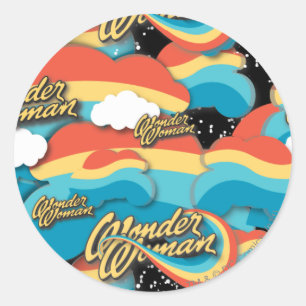 Wonder Woman-Regenbogenwolken-Muster Runder Aufkleber